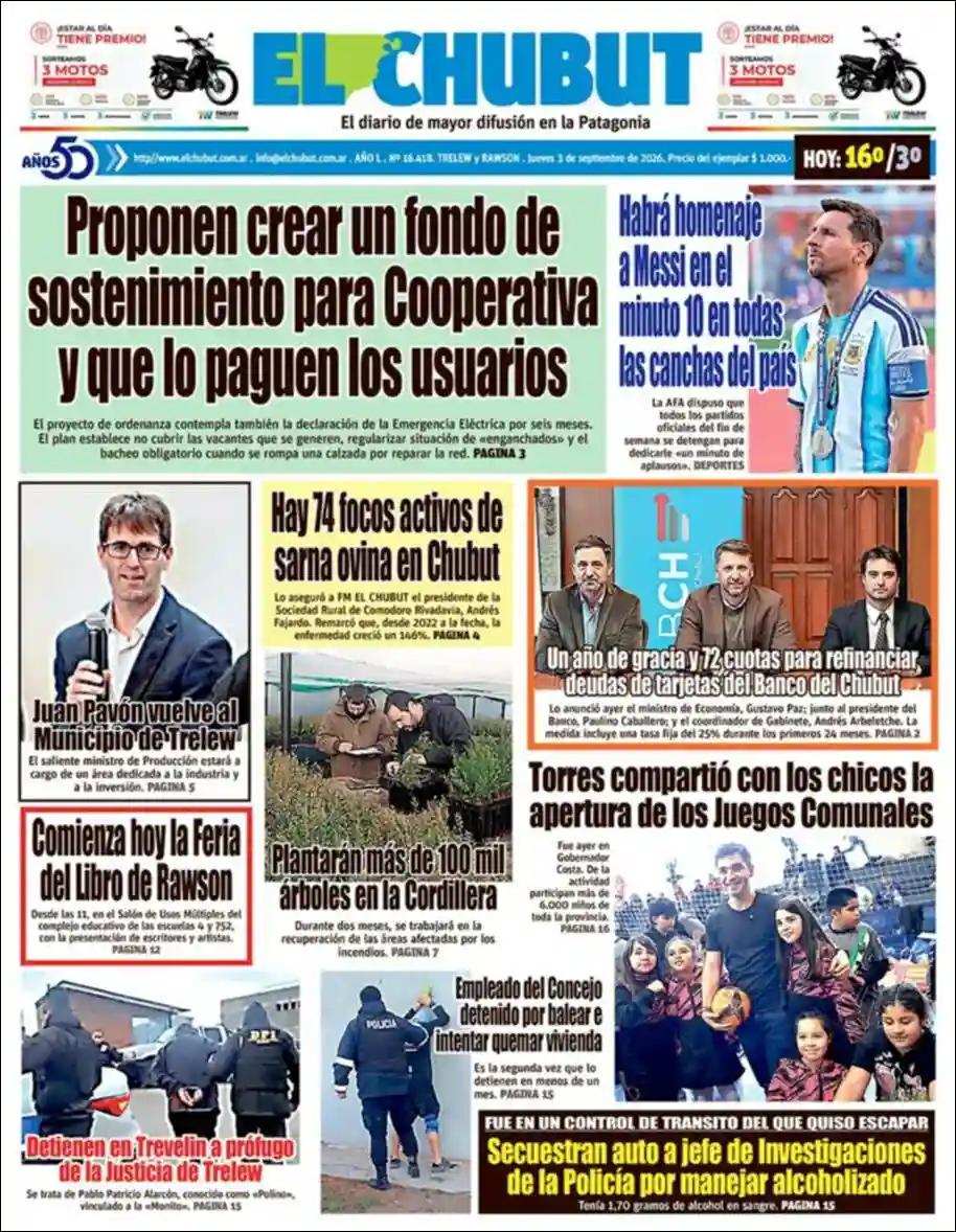 Estudios Max | RADIO POSITIVA FORMOSA - Tapa del diario El Chubut