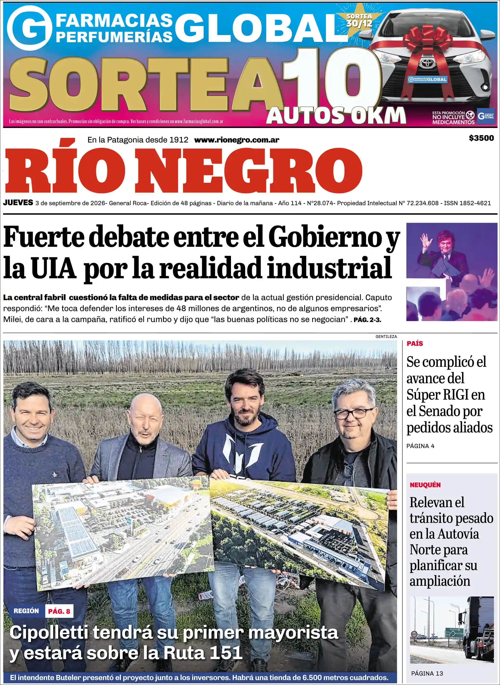 Estudios Max | RADIO POSITIVA FORMOSA - Tapa del diario Rio Negro